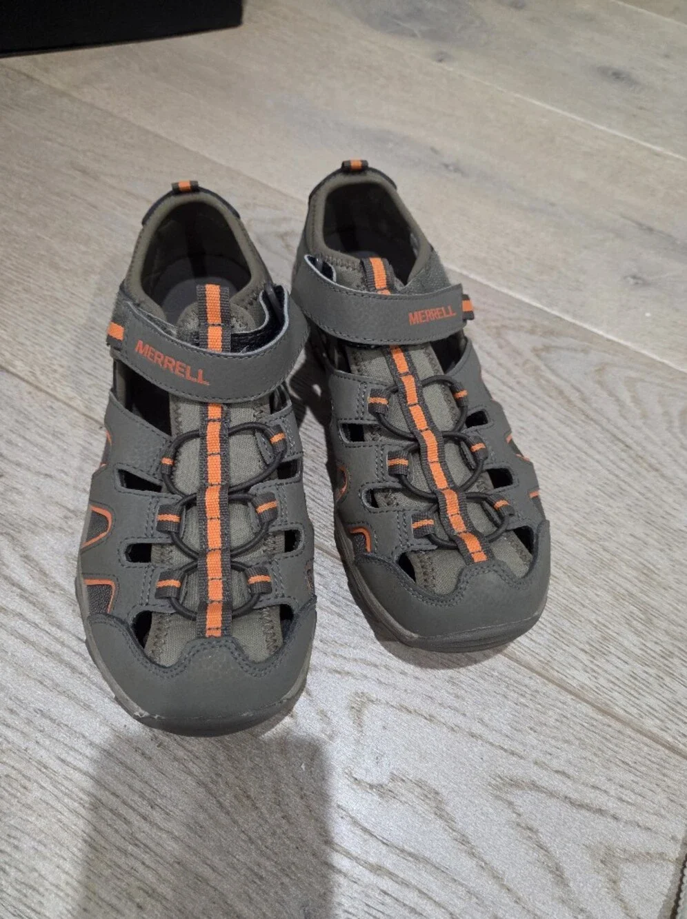 Merrell Kids' Grey and Orange Closed-Toe Sandals